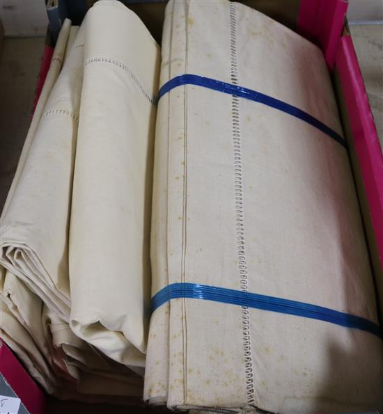 Three embroidered French Provincial sheets and two others